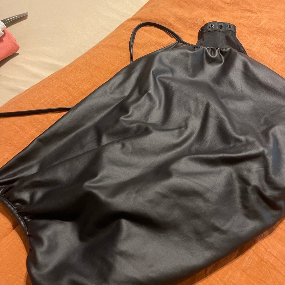 SHEIN Black Faux Leather bodysuit